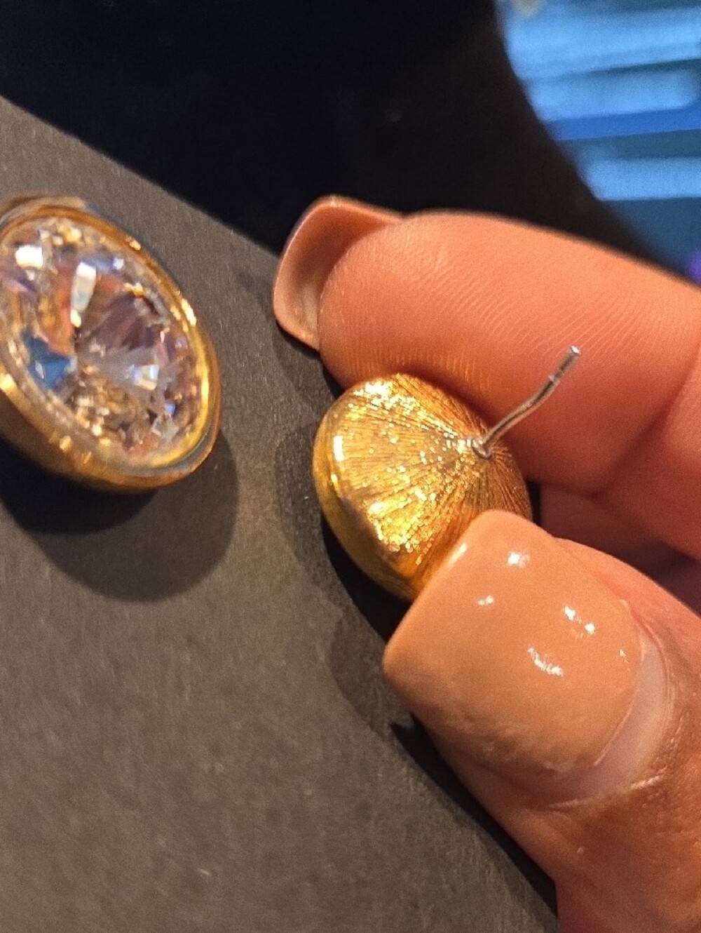 Gold-Tone Clear Crystal Stud Earrings - Women's Jewelry - Picture 5 of 6